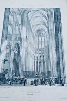 Beauvais Cathedral Interior 31 X 45 CM Lithograph