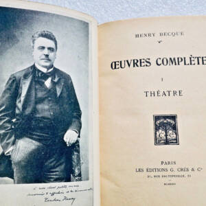 BECQUE HENRY OEUVRES COMPLETES -TOME 1