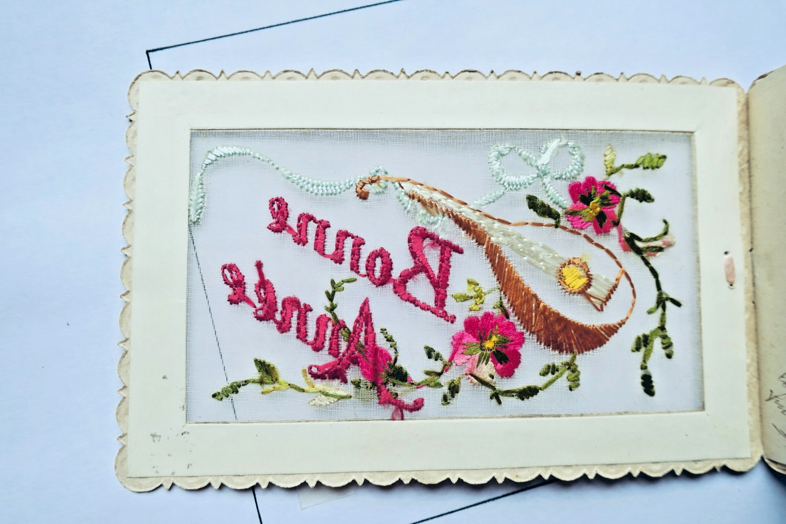Belle époque carte Bonne année dépliante 86 x 135 mm. - La Librairie Antique