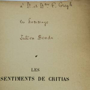 Gefühle von Critias mit Widmung des Autors