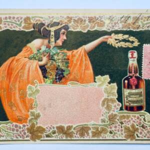 Bénédictine Fécamp Liqueur suprême ART NOUVEAU CPA dorée signée G.P.