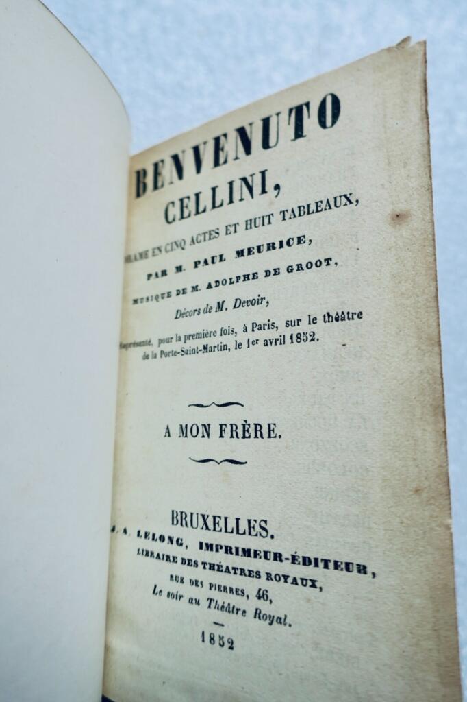 Benvenuto Cellini. Drame Urbain Grandier A. Dumas la fille Hoffman 1852