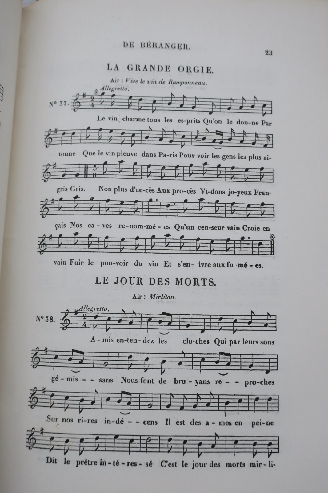 BERANGER MUSIQUE DES CHANSONS DE BERANGER - Airs notés anciens et modernes 1841 – Image 7