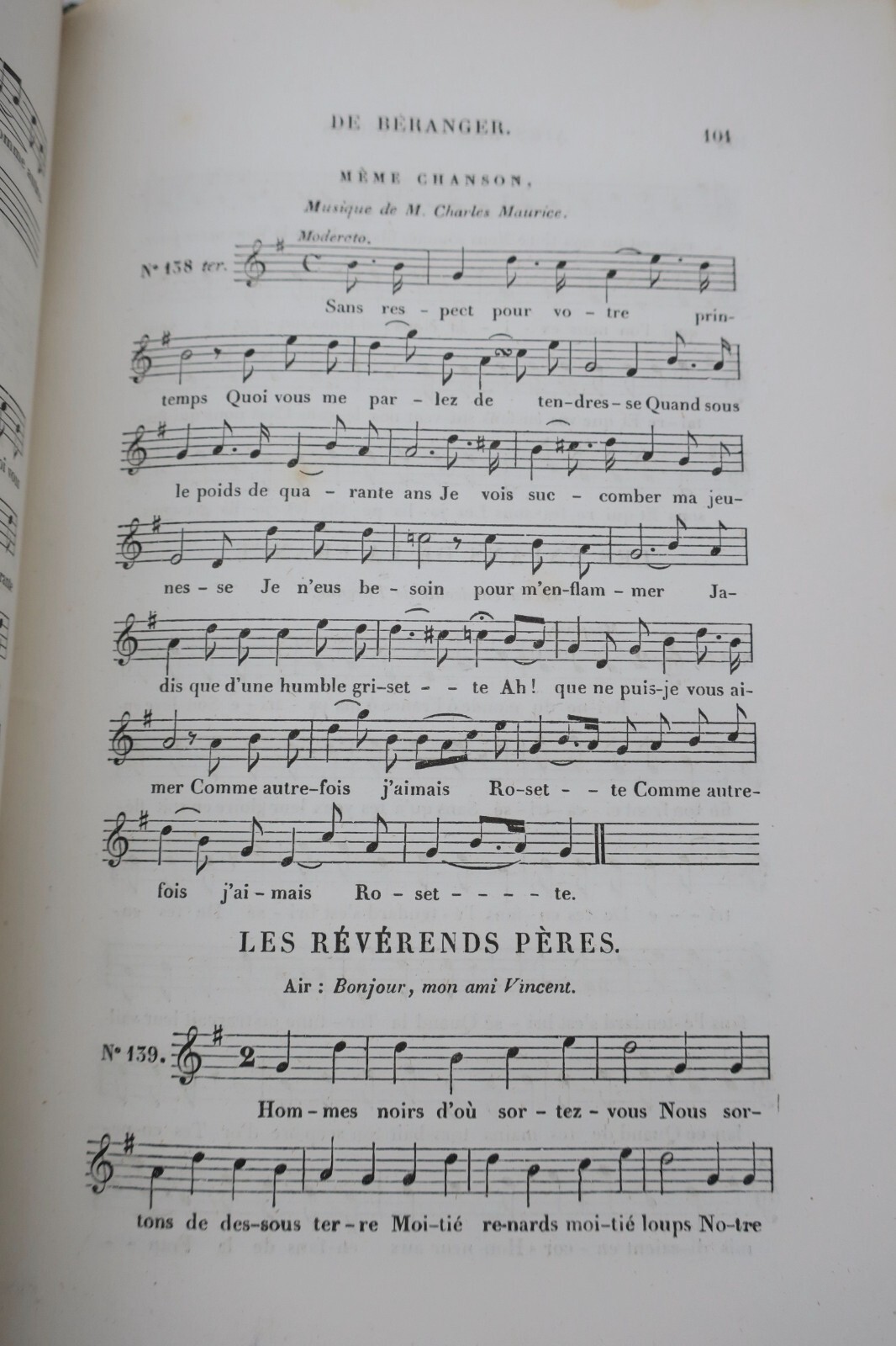 BERANGER MUSIQUE DES CHANSONS DE BERANGER - Airs notés anciens et modernes 1841 – Image 5