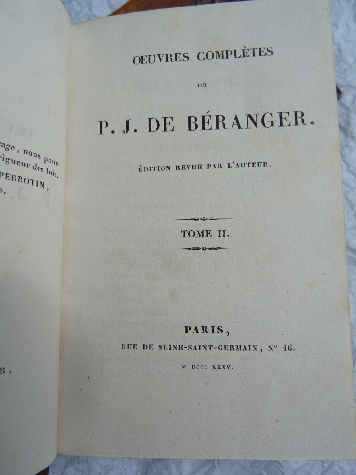 BERANGER. Oeuvres complètes de P.-J. Béranger 1835 - Image 6