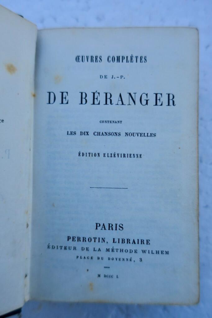 Béranger oeuvres complètes de P.-J. de Béranger, 1850. MINI