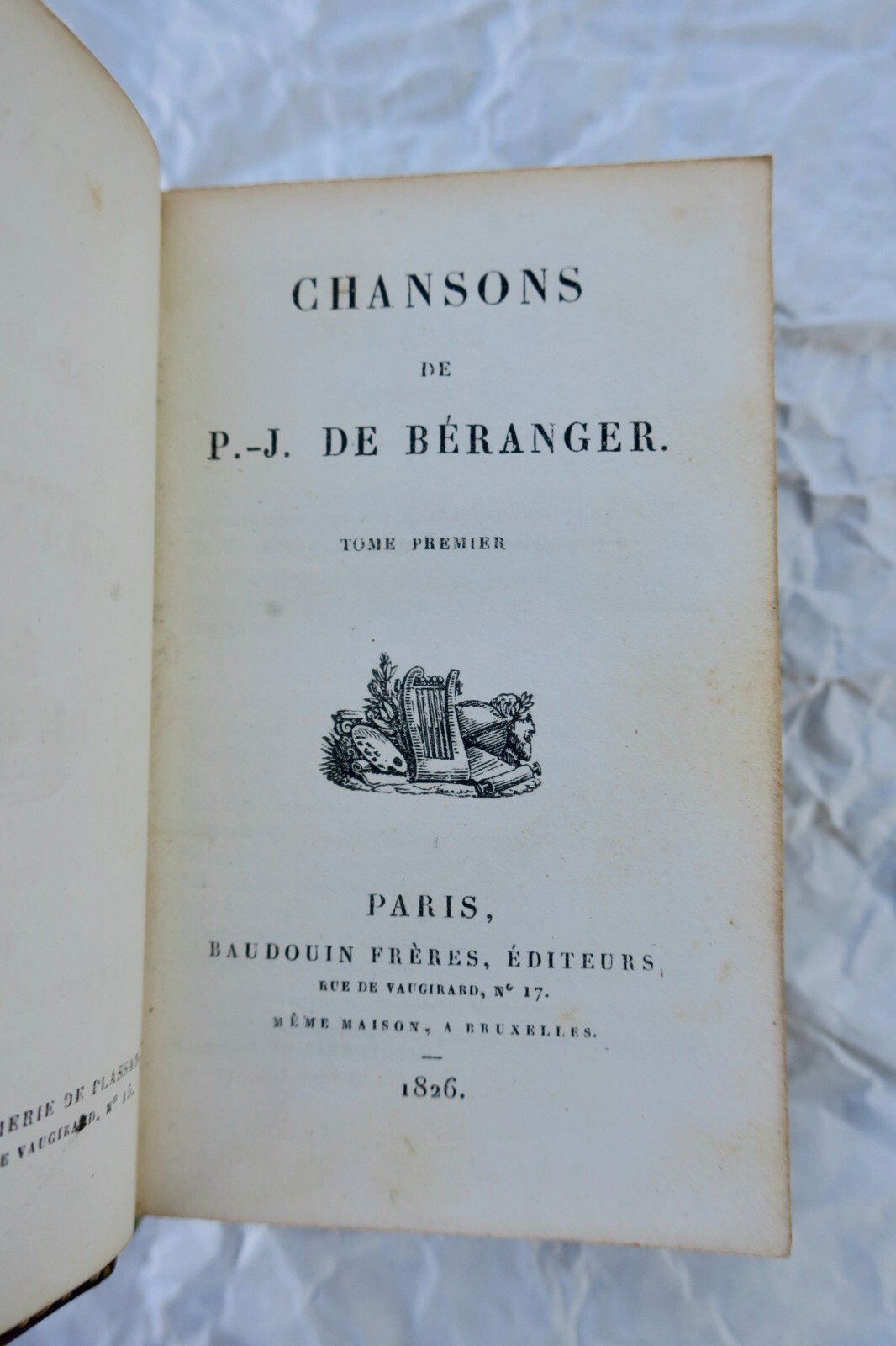 Vollständige Songsammlung in fünf Bänden<span class="lla-card-orig-wrap"><span class="lla-card-orig">❦ BERANGER P.-J. CHANSONS 1826 66 x 104 mm. MINI</span></span> - La Librairie Antique