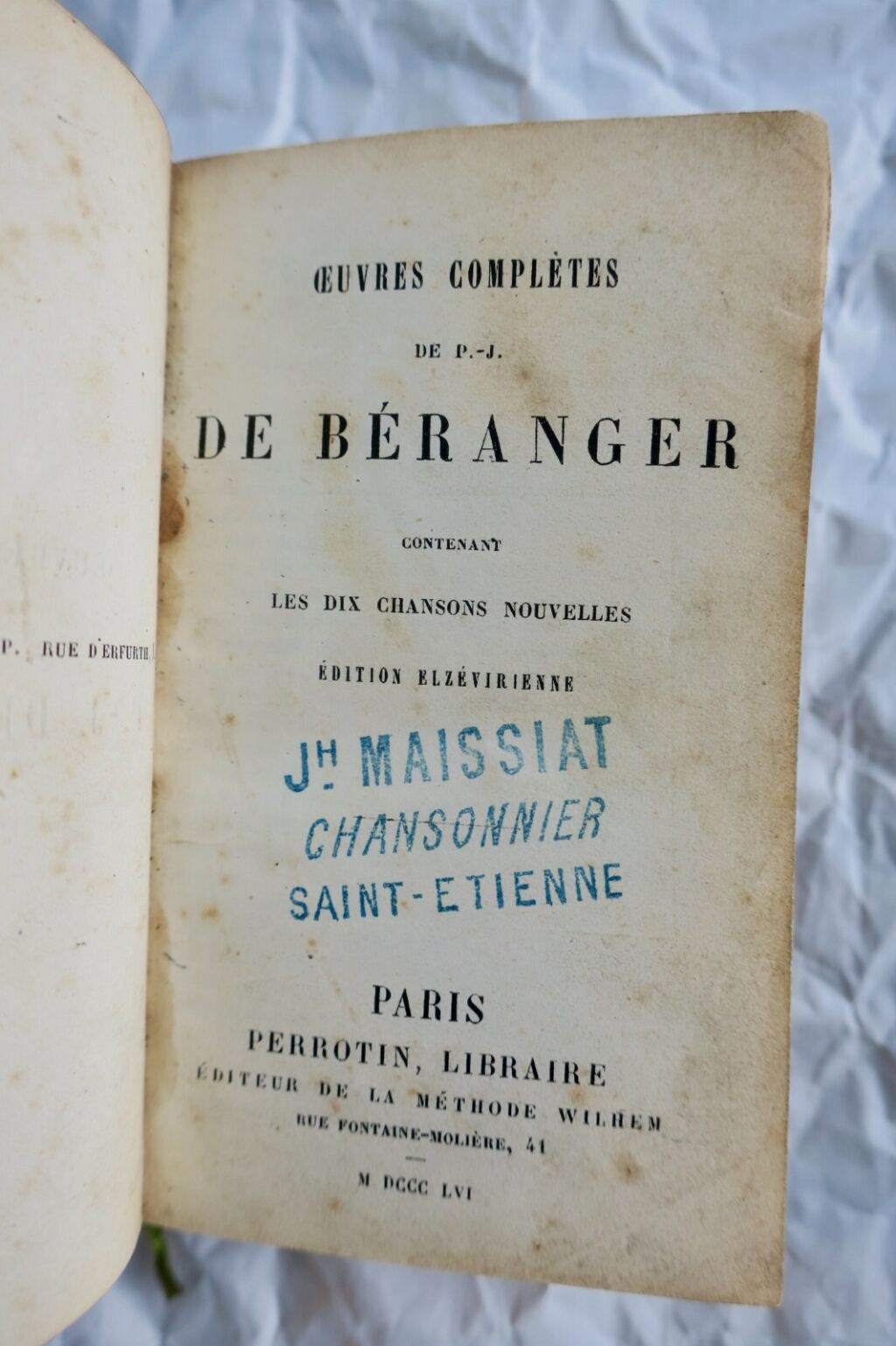 BERANGER P.J. Oeuvres complètes de P.J. de Béranger 1856