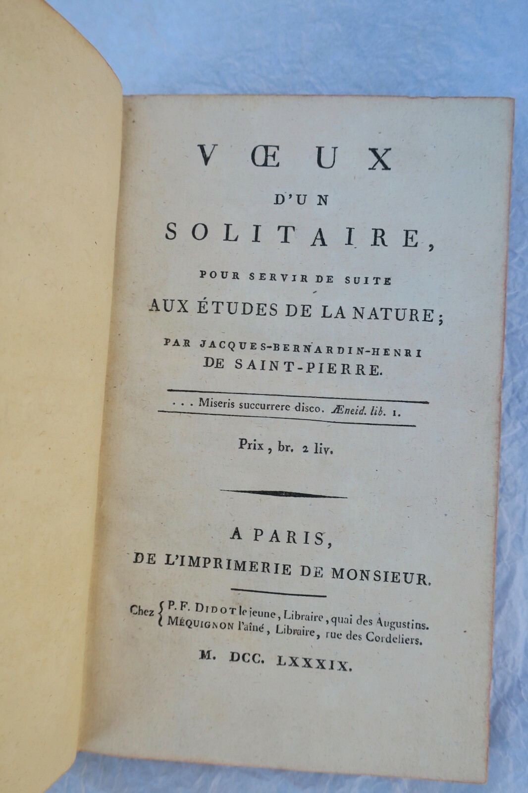 Bernardin de SAINT PIERRE Voeux d'un solitaire EO 1789 - Image 3