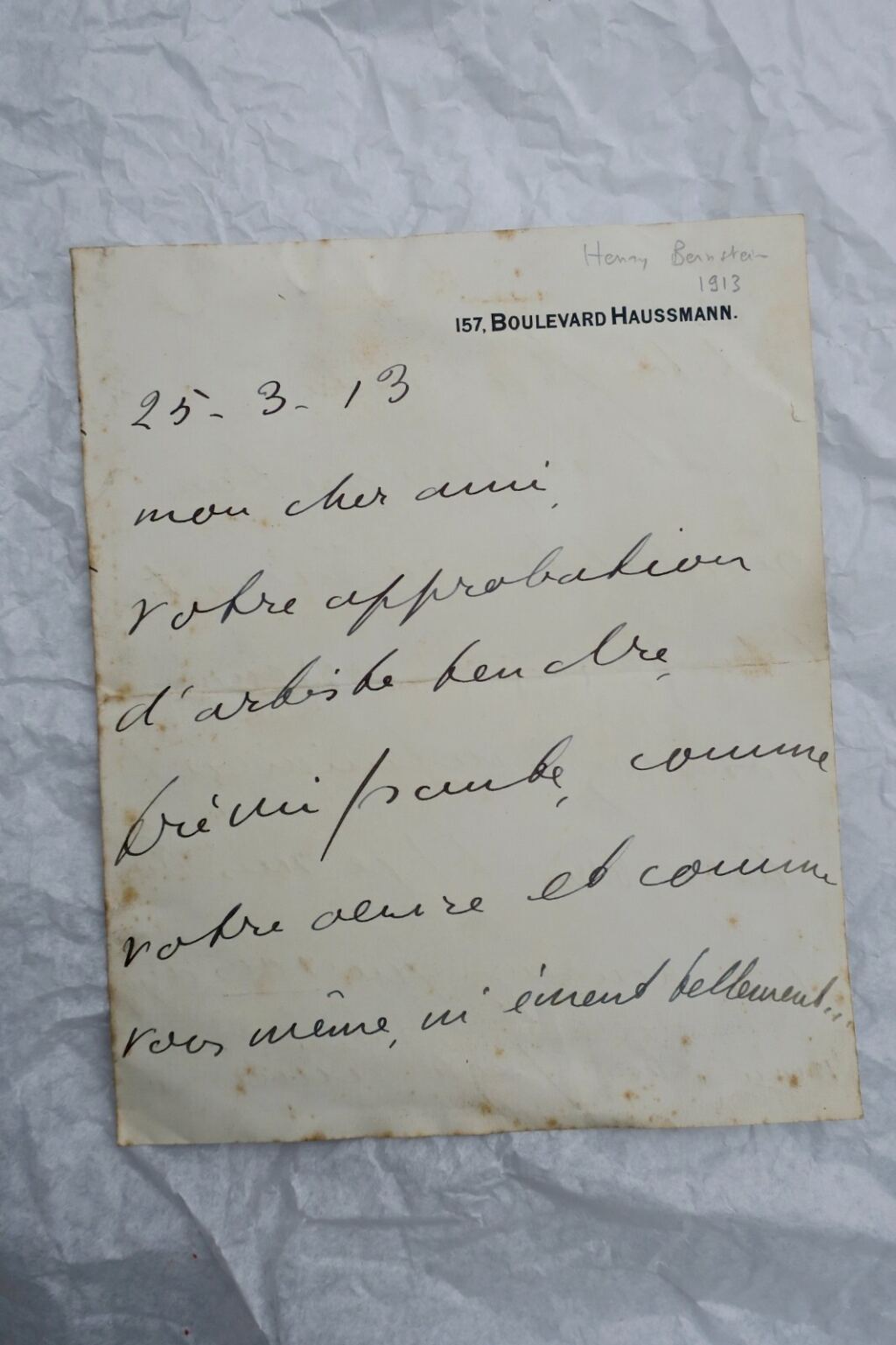 Autographed Signed Manuscript Letter by Bernstein