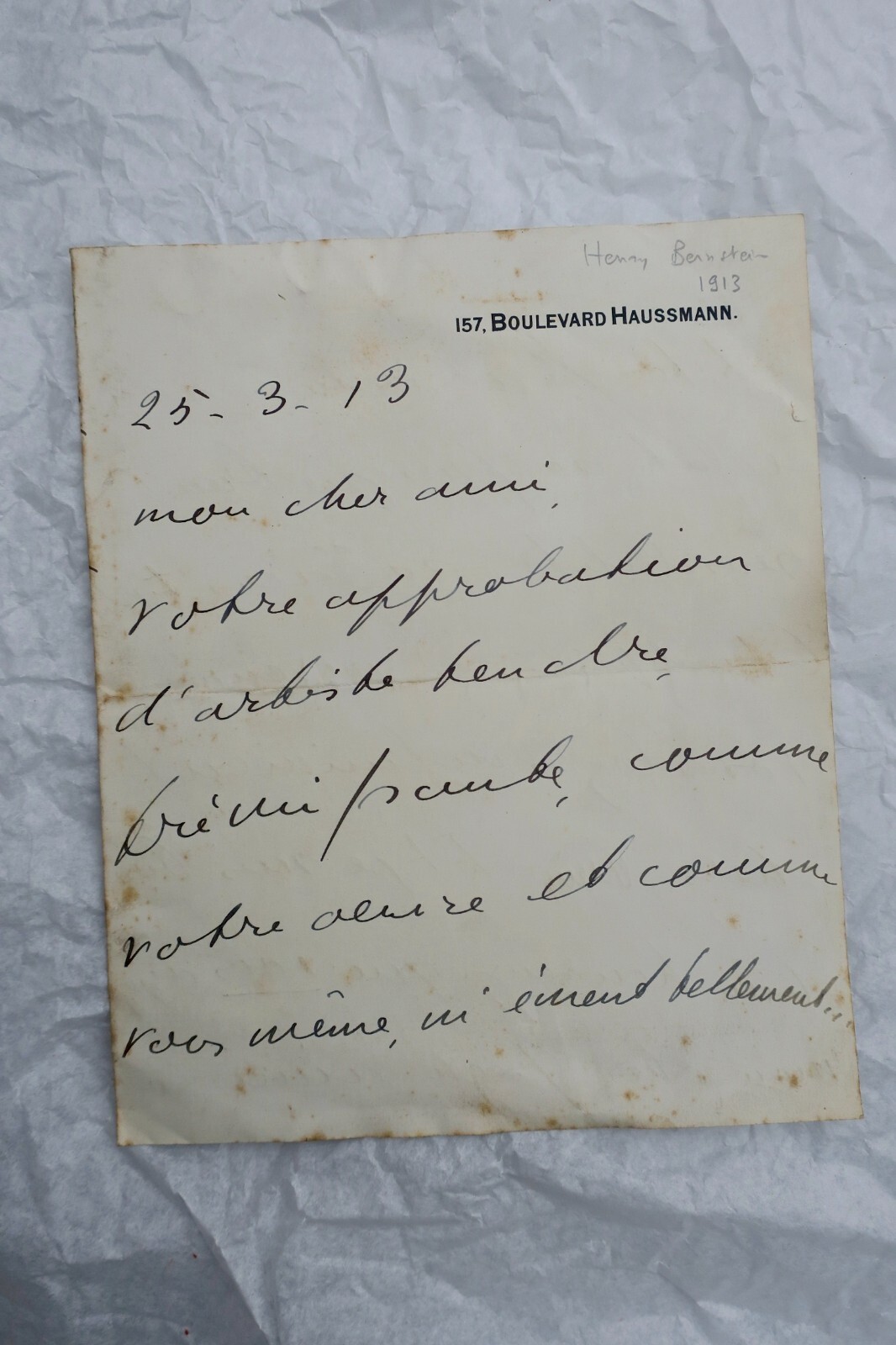 Carta Manuscrita Autógrafa Firmada De Bernstein