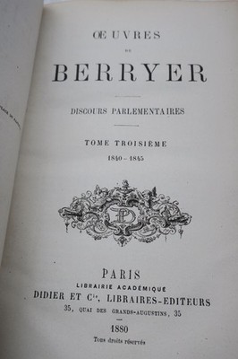 Berryer, M. Werke Von Berryer – Plädoyers DISCOURS PARLEMENTAIRES