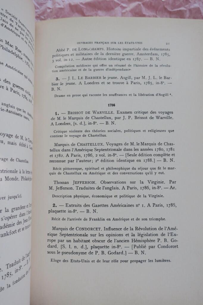 Französische Literatur über Amerika 1770-1800