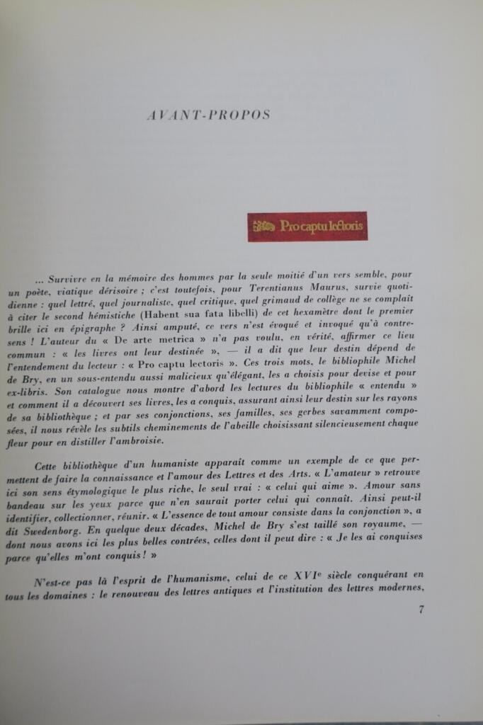 BIBLIOTHEQUE D’UN HUMANISTE Blaizot 1966