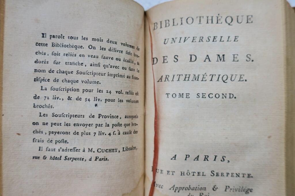 bibliothèque universelle des dames arithmétique 1789