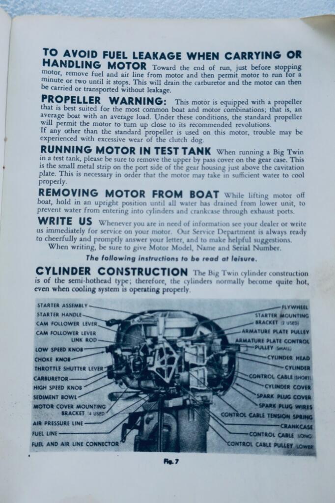 Boat EVINRUDE operating & general instructions BIG TWIN