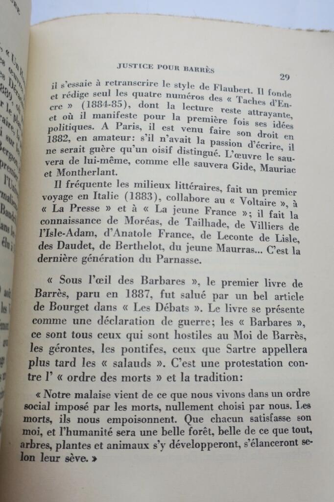 Boisdeffre Métamorphose de la littérature de Barrès à Malraux + dédicace