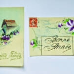 Bonne année Heureuse année 2 cartes peintes à la main translucides