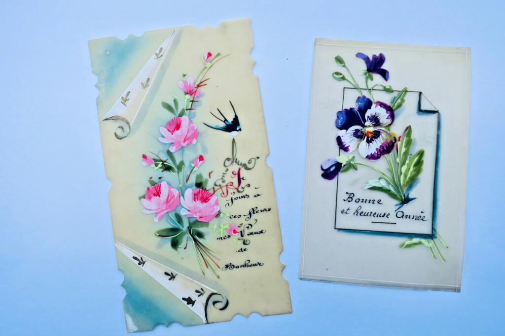 New Year's greeting cards with painted motifs
