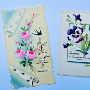Bonne année meilleurs Voeux 2 cartes translucides motifs peints