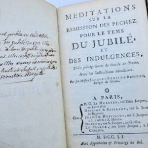 BOSSUET Méditations sur la rémission des pechez 1751