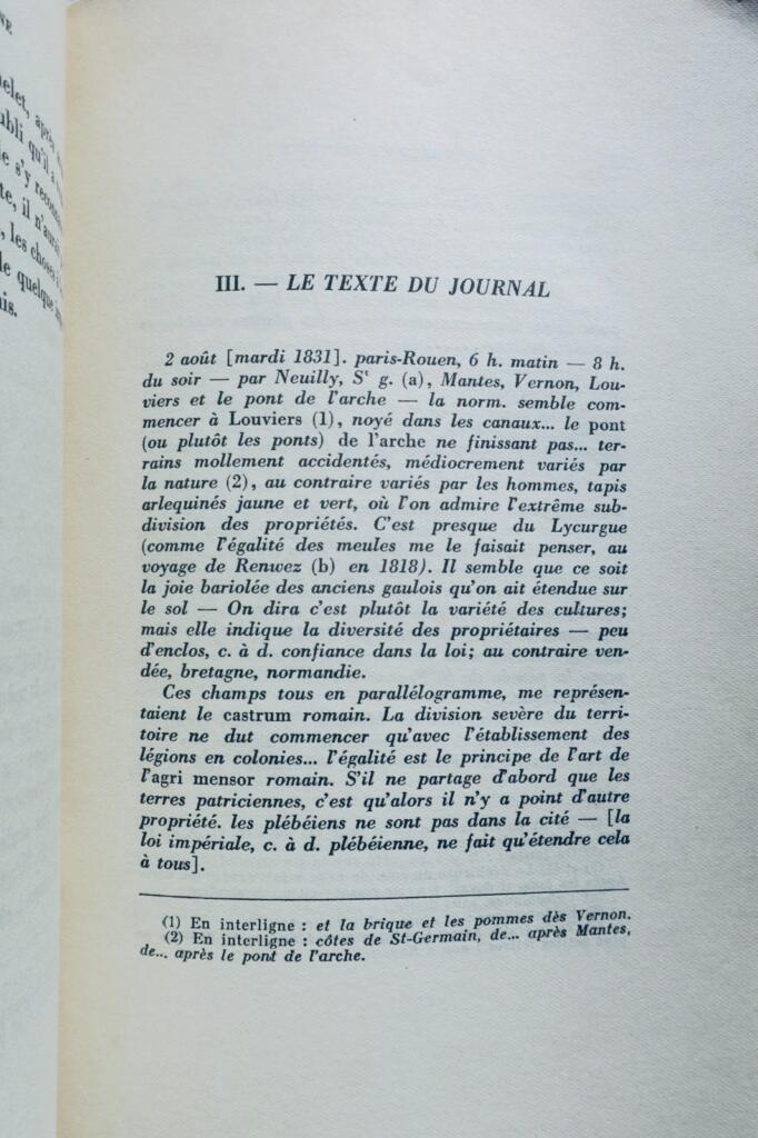 Michelet's Unpublished Brittany Journal, August 1831