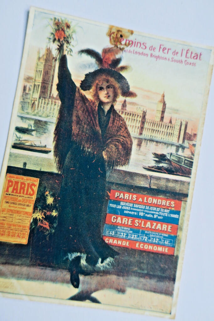 Illustrated railway map of Paris to London