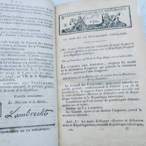 Bulletin des lois de la rép. 2è série Tome VII an VII de la république 1798-1799