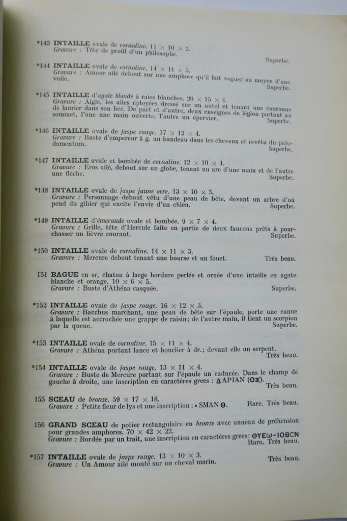 CACHETS ET CYLINDRES ORIENTAUX & de Monnaies royales 1964