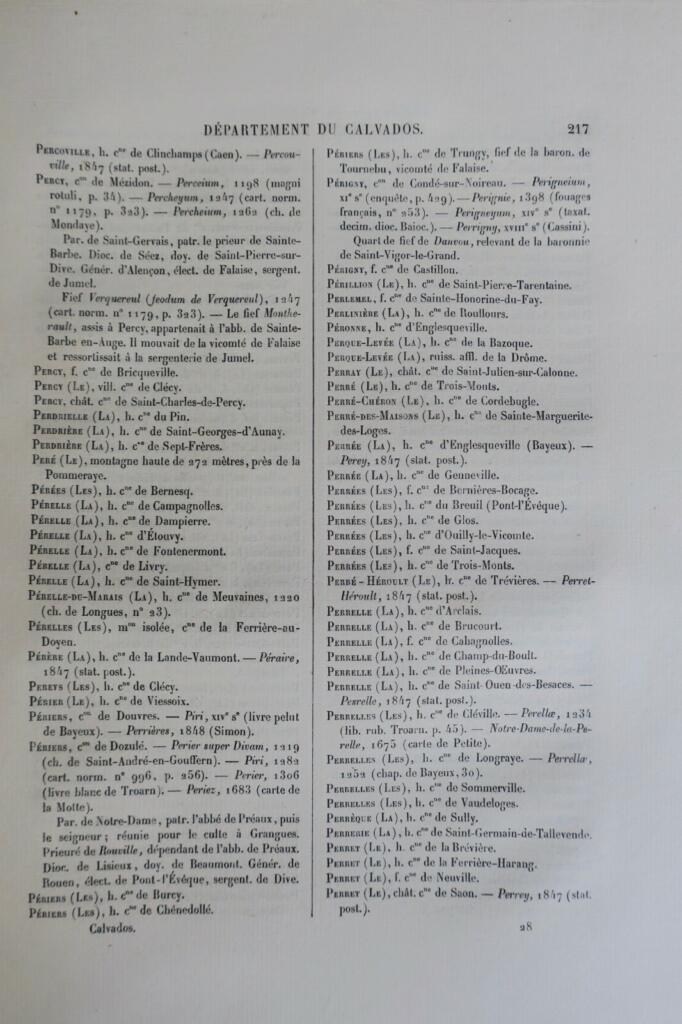 Topographic dictionary of Calvados