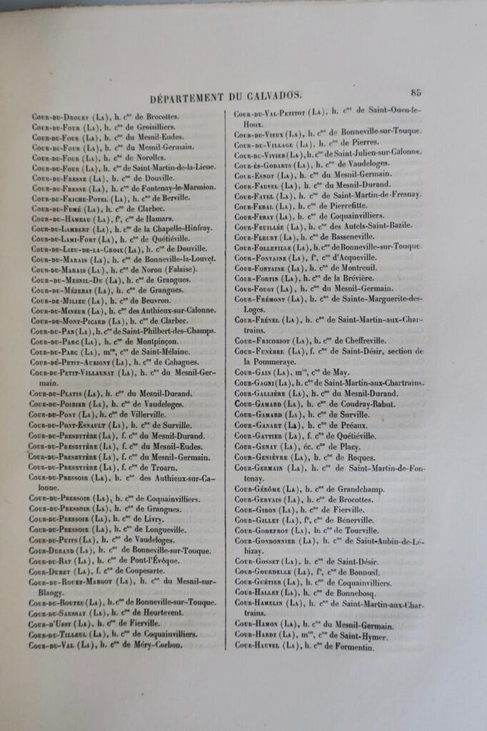 Topographic dictionary of Calvados