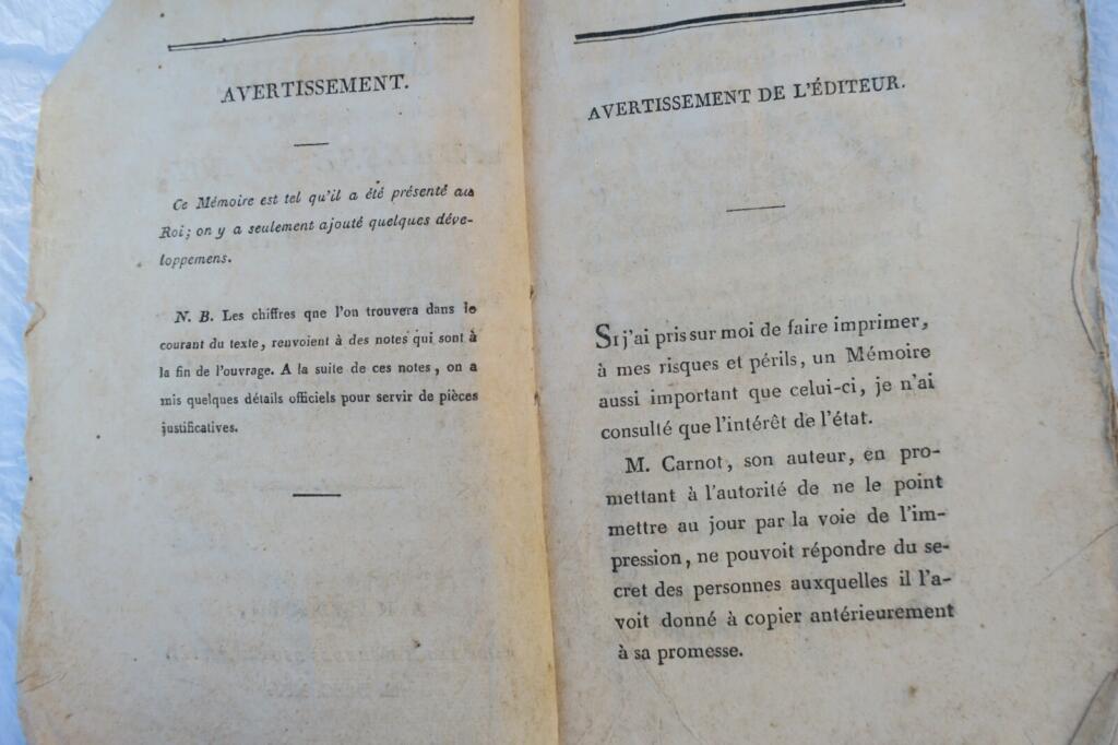 Carnot Mémoire adressé au roi, en juillet 1814