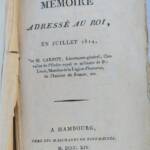 Carnot Mémoire adressé au roi, en juillet 1814