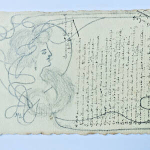 carte-postale belle époque réalisée & dessinée à la main & poème manuscrit