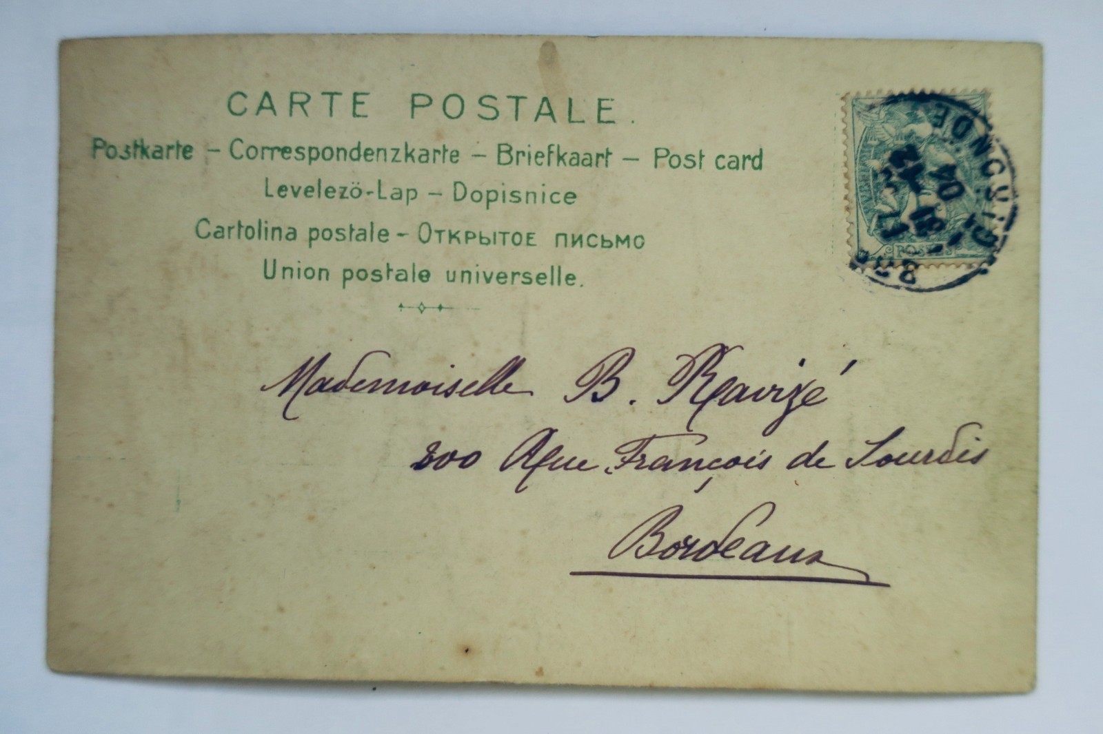 Carte postale en bois 1905 - La Librairie Antique