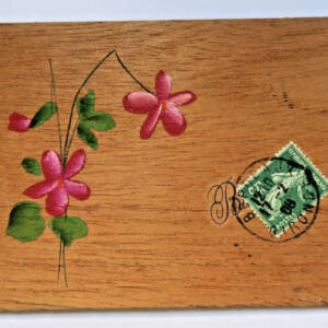 Carte postale en bois peint 1908