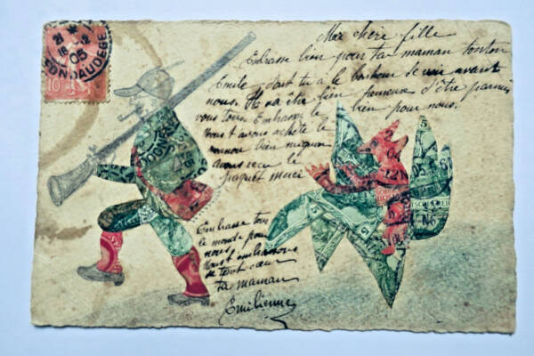 Illustrierte Postkarte von Amateurkünstlerin