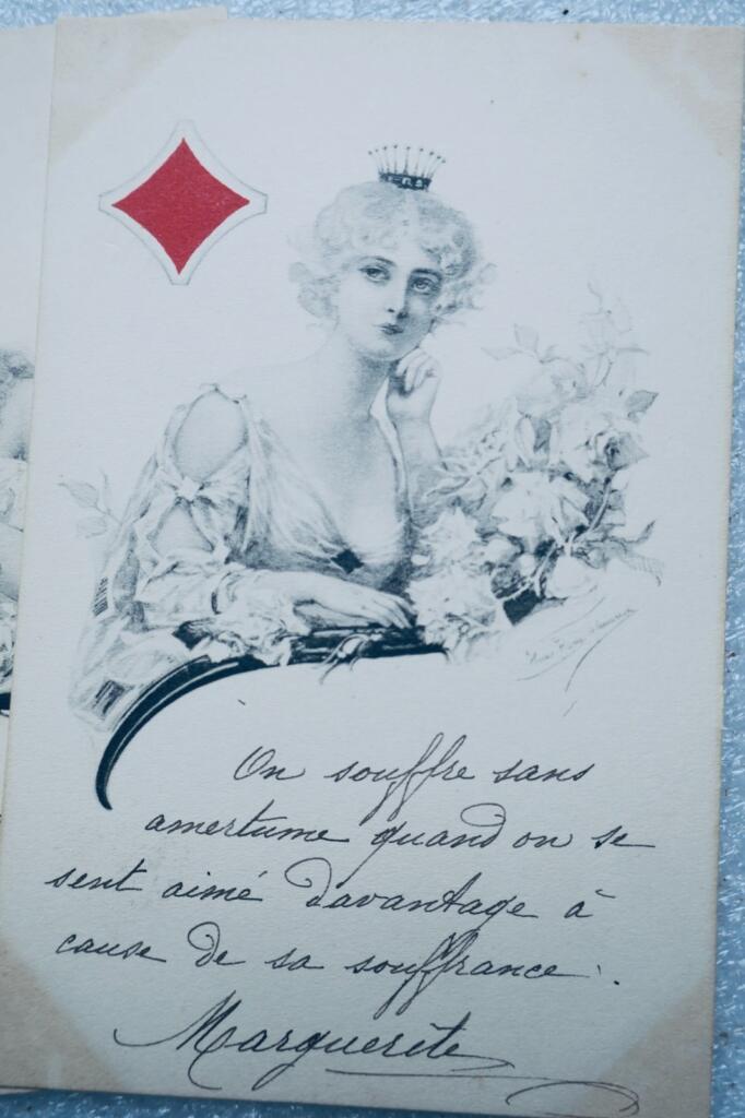 Cartes à jouer Dames de pique, de coeur de carreau & de trèfle cartes signées
