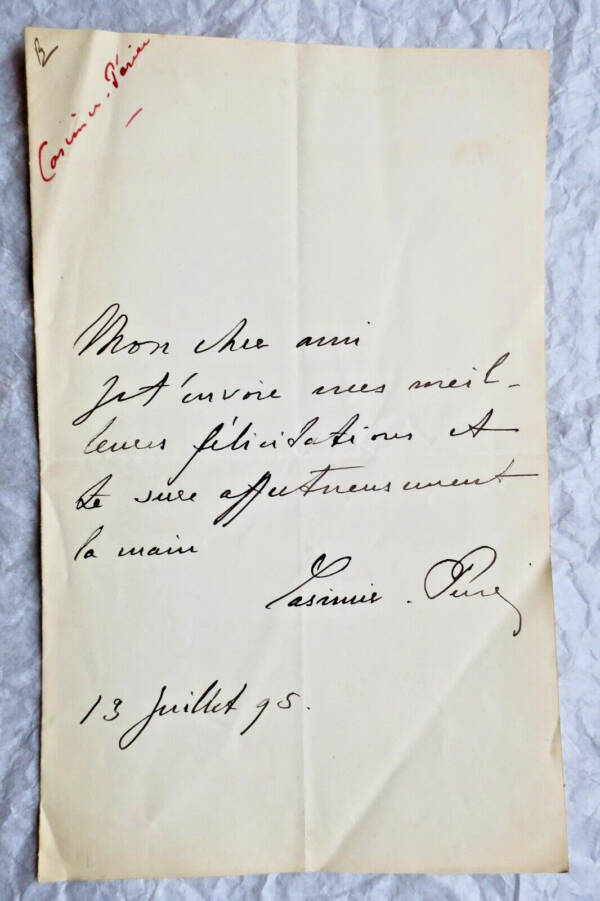 Casimir-Périer lettre autographe manuscrite & signée
