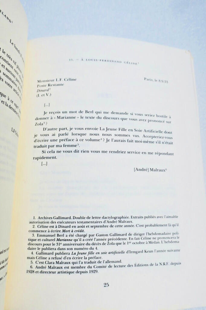 CELINE, LOUIS-FERDINAND LETTRES A LA N.R.F.: 1931-1961) GALLIMARD