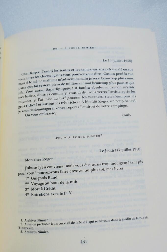 CELINE, LOUIS-FERDINAND LETTRES A LA N.R.F.: 1931-1961) GALLIMARD