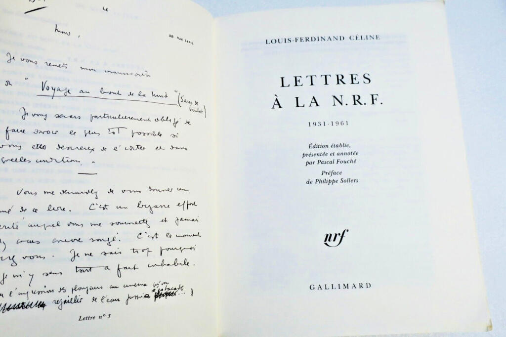 CELINE, LOUIS-FERDINAND LETTRES A LA N.R.F.: 1931-1961) GALLIMARD