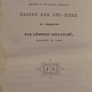 CELLINI (BENVENUTO) Mémoires de Benvenuto Cellini