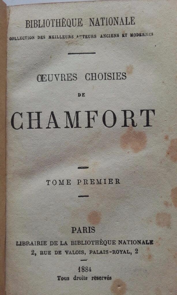 Selected Works by Chamfort