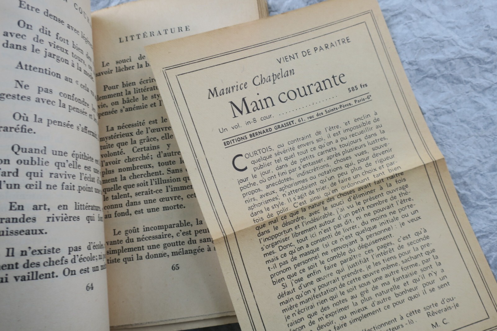 Maurice Chapelains Main courante mit Widmung - Image 5