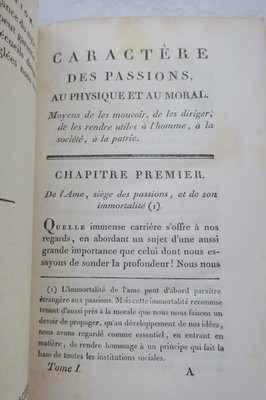 Passions: Physical and Moral Character