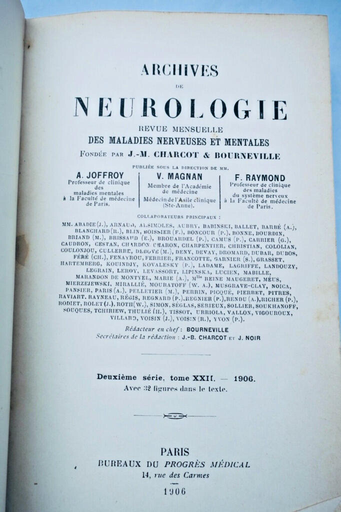 Charcot Archives de Neurologie – Revue des Maladies nerveuses et mentales