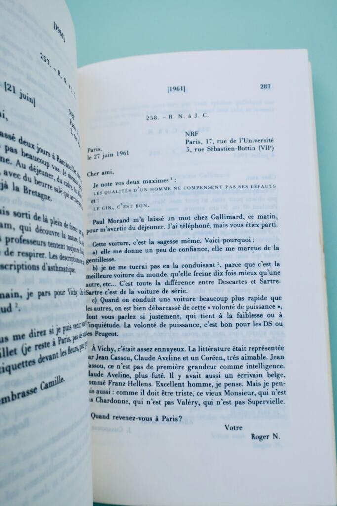 Correspondence between Chardonne and Nimier