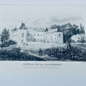 Château de la Seilleraye Habitation de Mr de Bec de Lièvre Gravure sur acier XIX