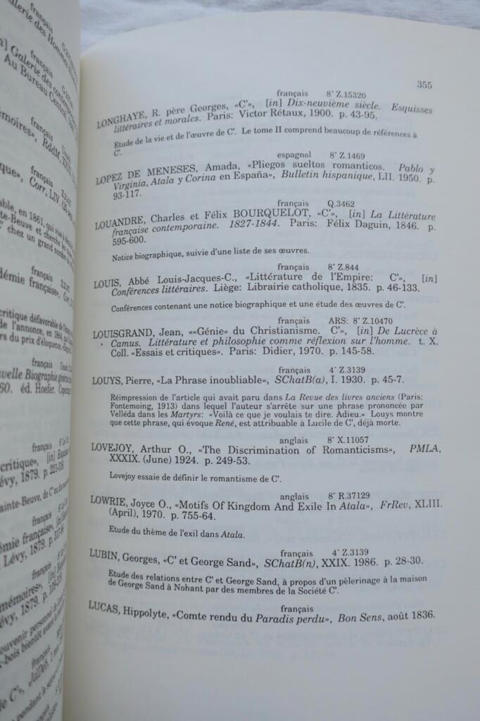 chateaubriand Dubé Bibliographie de la critique sur Chateaubriand